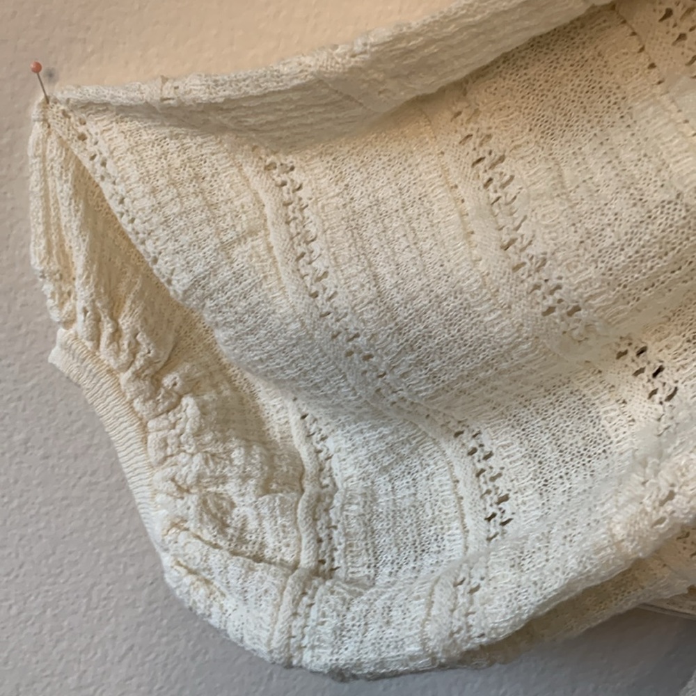 Free people knit sweater top with crochet inserts cream Large - Picture 10 of 12
